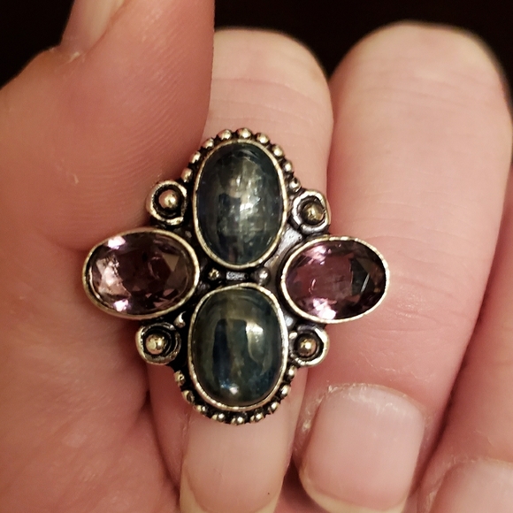 ***Sale*** New Blue Kyanite & Amethyst 925 Silver Ring. - Picture 3 of 10